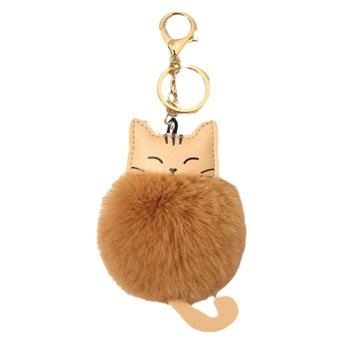 Fluffy Cat Pom Pom Bag Charm Keychain - view 3