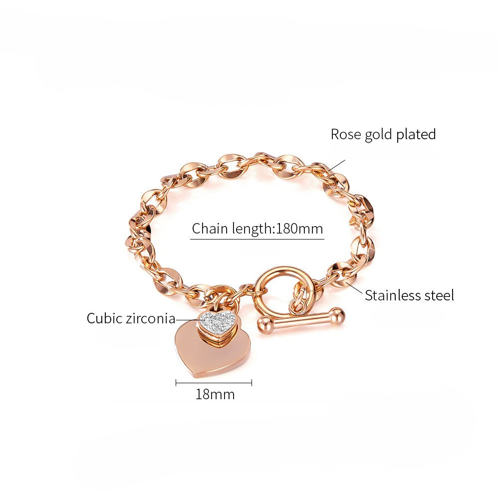 Double Heart Charm Toggle Link Bracelet - view 1
