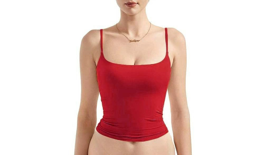 Smooth Stretch Spaghetti Strap Fitted Cami - Red