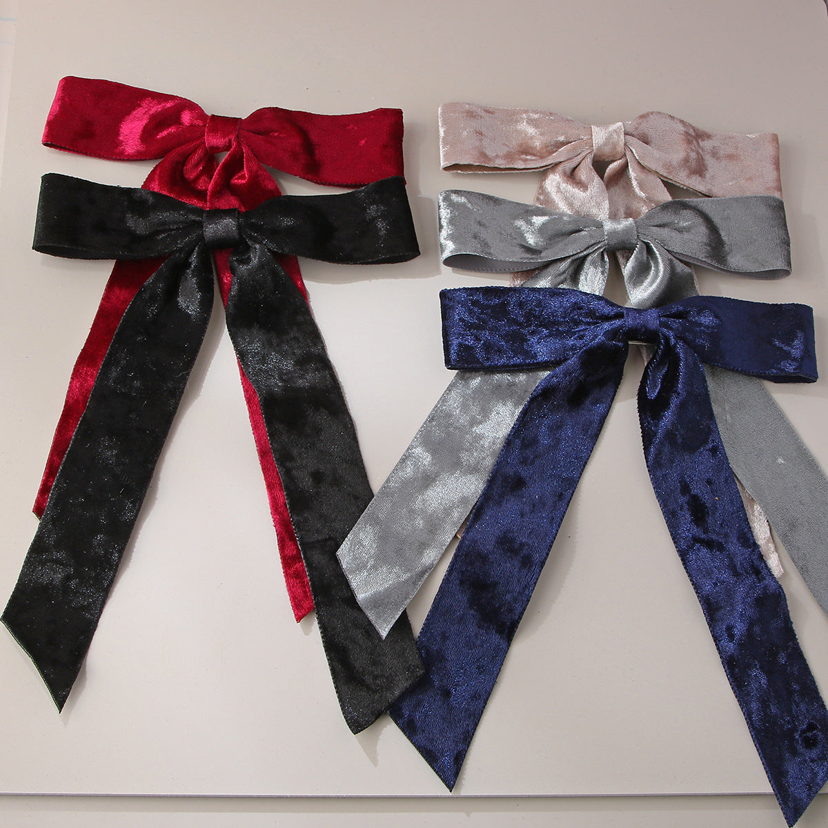 Crushed Velvet Streamer Bow Hair Clip