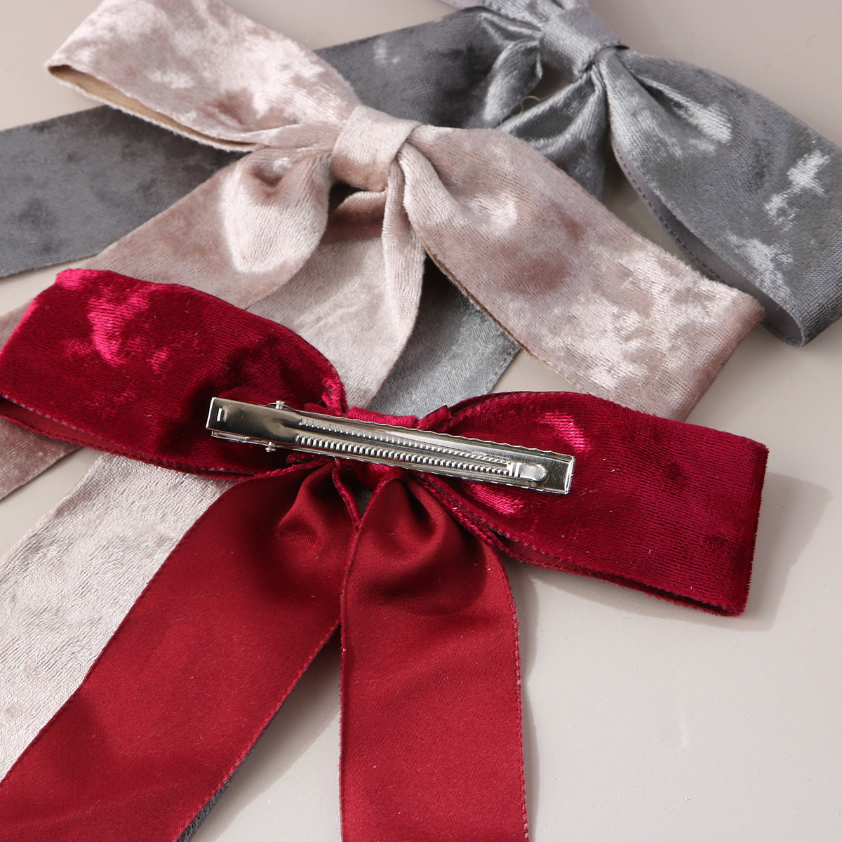 Crushed Velvet Streamer Bow Hair Clip - view 1