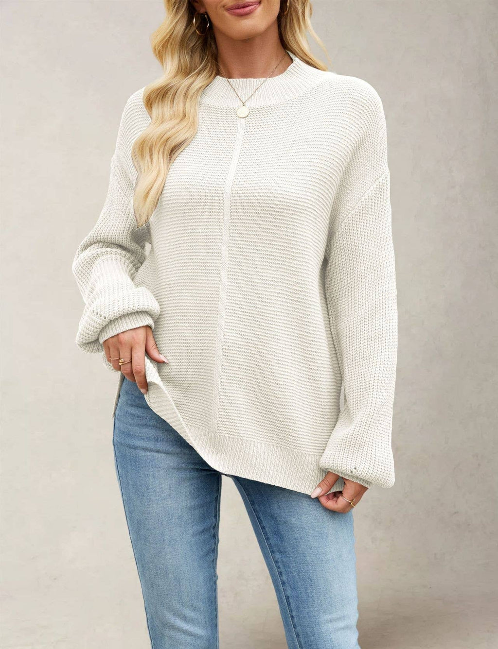 Mock Neck Drop Sleeve Oversized Sweater