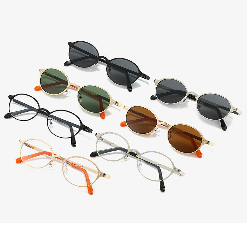 Slim Oval Wire Frame Retro Sunglasses