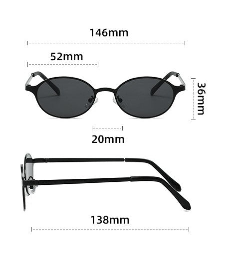 Slim Oval Wire Frame Retro Sunglasses - view 1