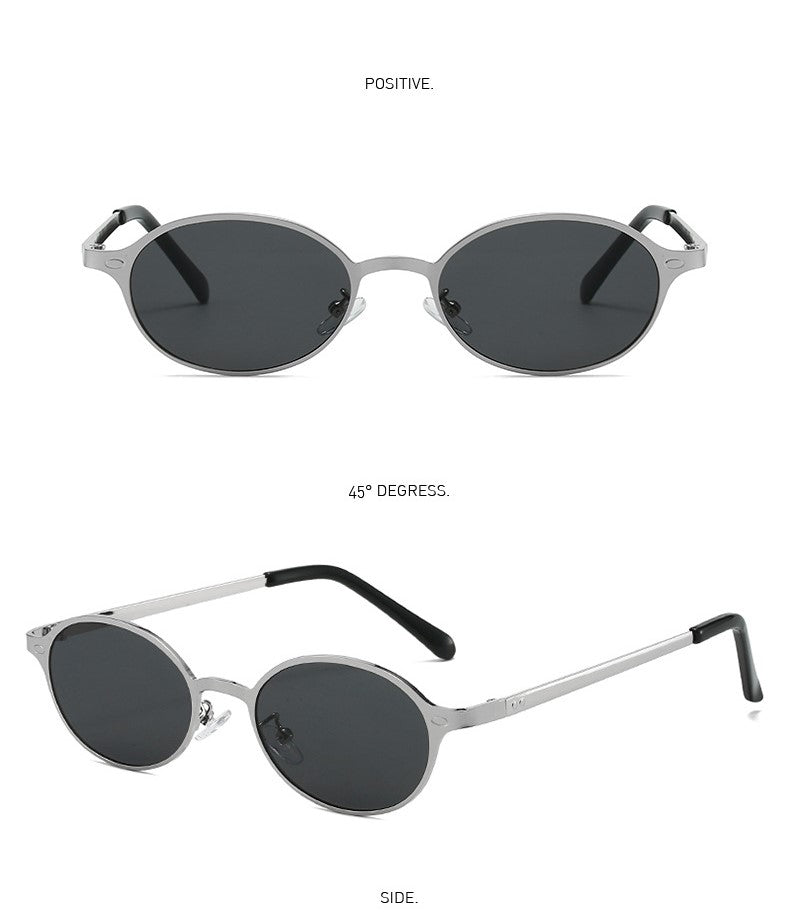 Slim Oval Wire Frame Retro Sunglasses - view 3
