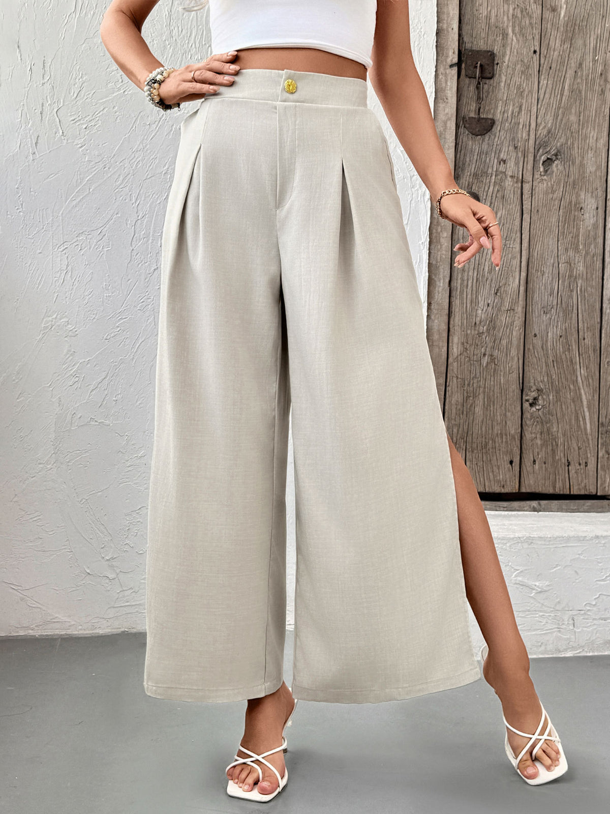 Flowy Palazzo Pants With Side Slits