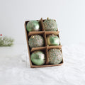 Boxed Glitter Christmas Ornament Sets in Mixed Shapes - C5-6PCS