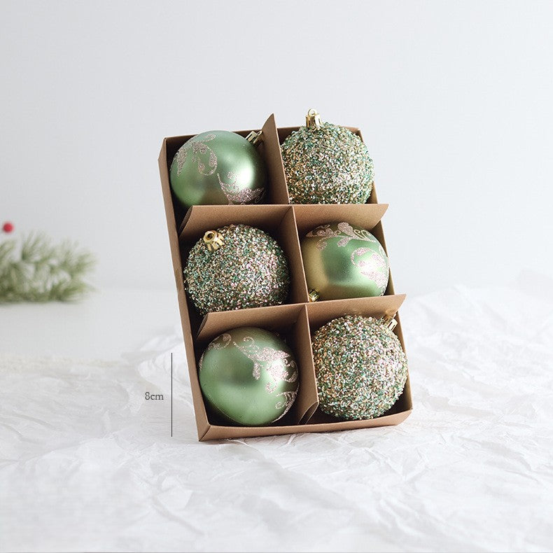Boxed Glitter Christmas Ornament Sets in Mixed Shapes - C5-6PCS