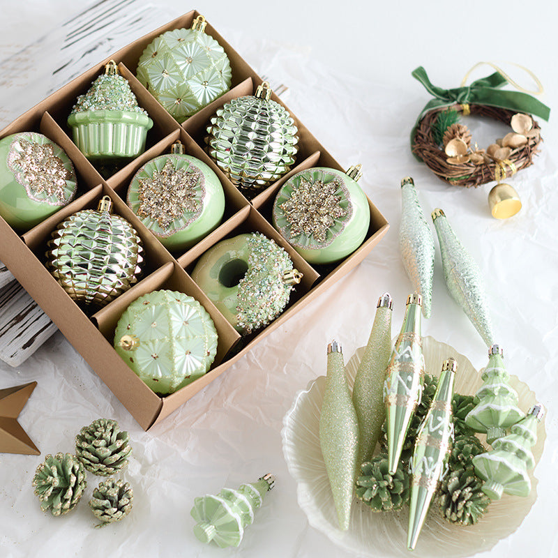 Boxed Glitter Christmas Ornament Sets in Mixed Shapes