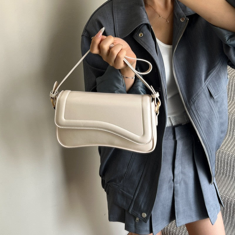Wave Flap Baguette Shoulder Bag