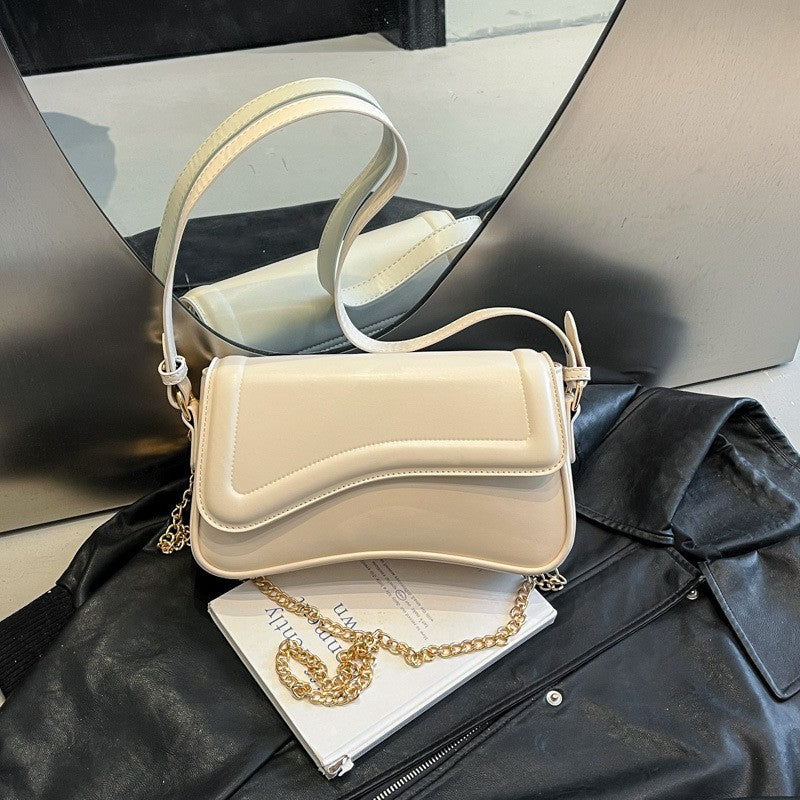 Wave Flap Baguette Shoulder Bag