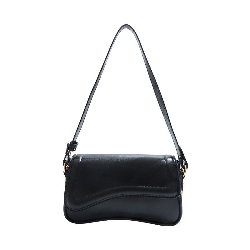 Wave Flap Baguette Shoulder Bag