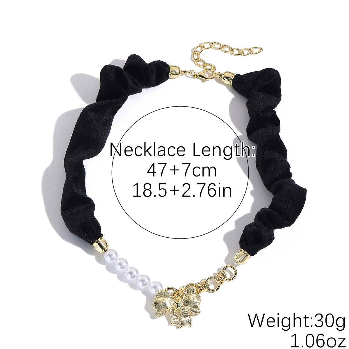 Wrapped Scarf Charm Necklace in Boho Choker Style - Black