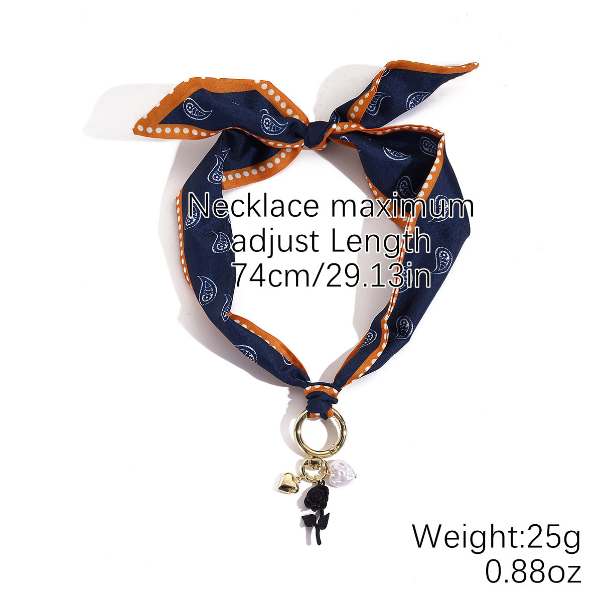 Wrapped Scarf Charm Necklace in Boho Choker Style - Black_Rose
