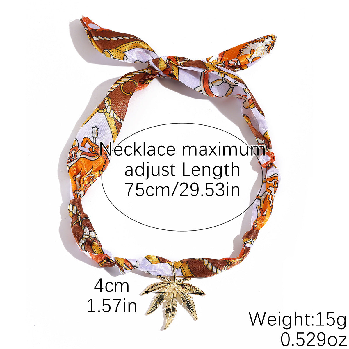 Wrapped Scarf Charm Necklace in Boho Choker Style - Maple_Leaf