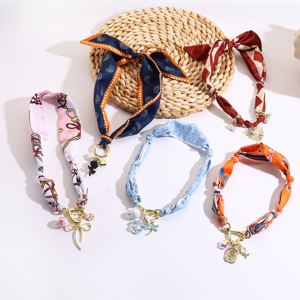 Wrapped Scarf Charm Necklace in Boho Choker Style - view 2