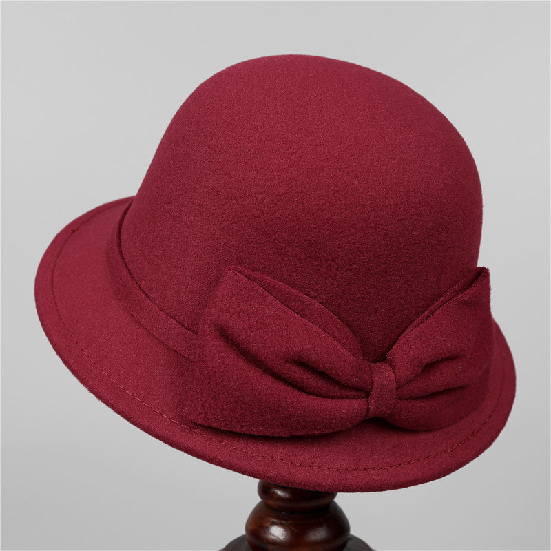 Vintage Bow Detail Bucket Hat - Red