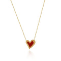 Enamel Heart Pendant Dainty Chain Necklace - Gold