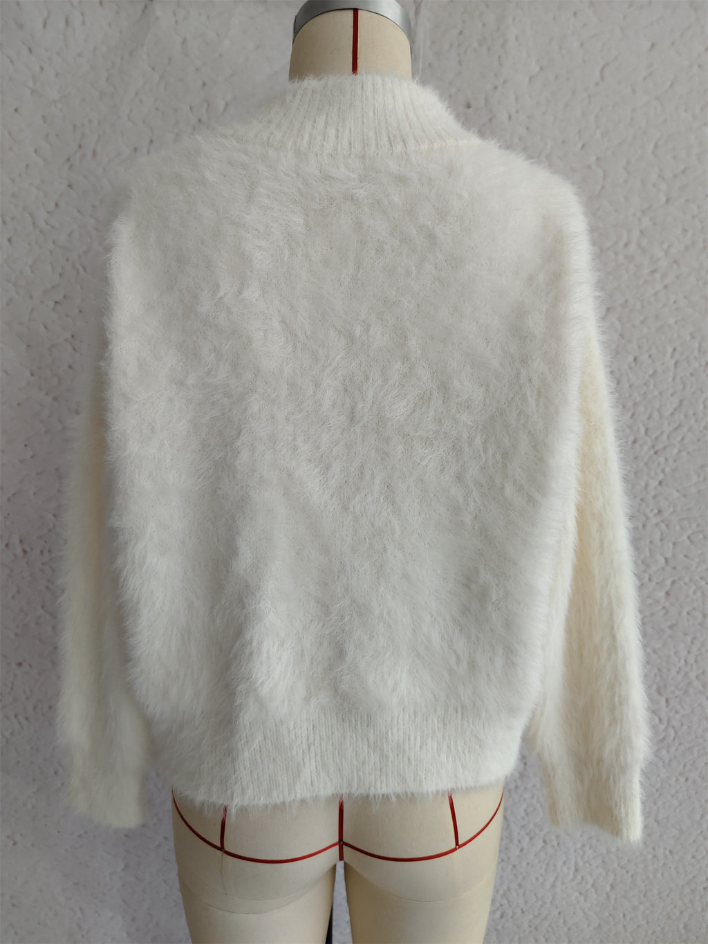 Fuzzy Eyelash Knit Quarter Zip Sweater - white - 10