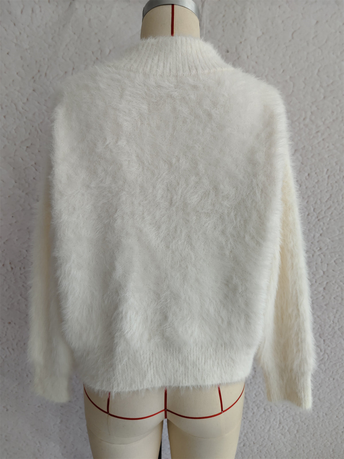 Fuzzy Eyelash Knit Quarter Zip Sweater - white - 10