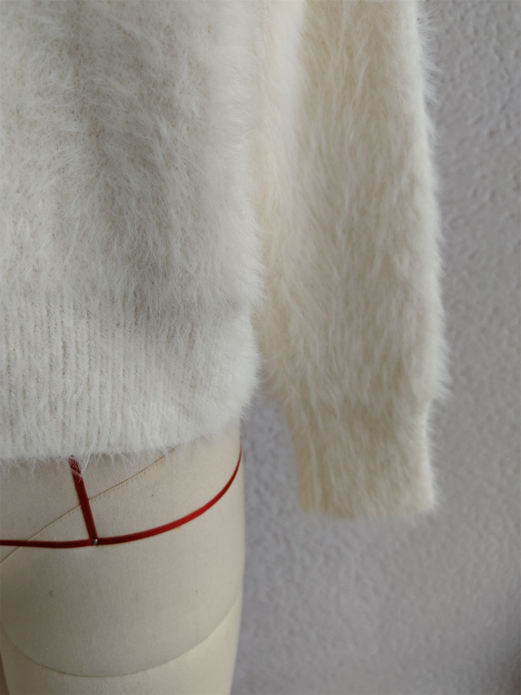 Fuzzy Eyelash Knit Quarter Zip Sweater - white - 9