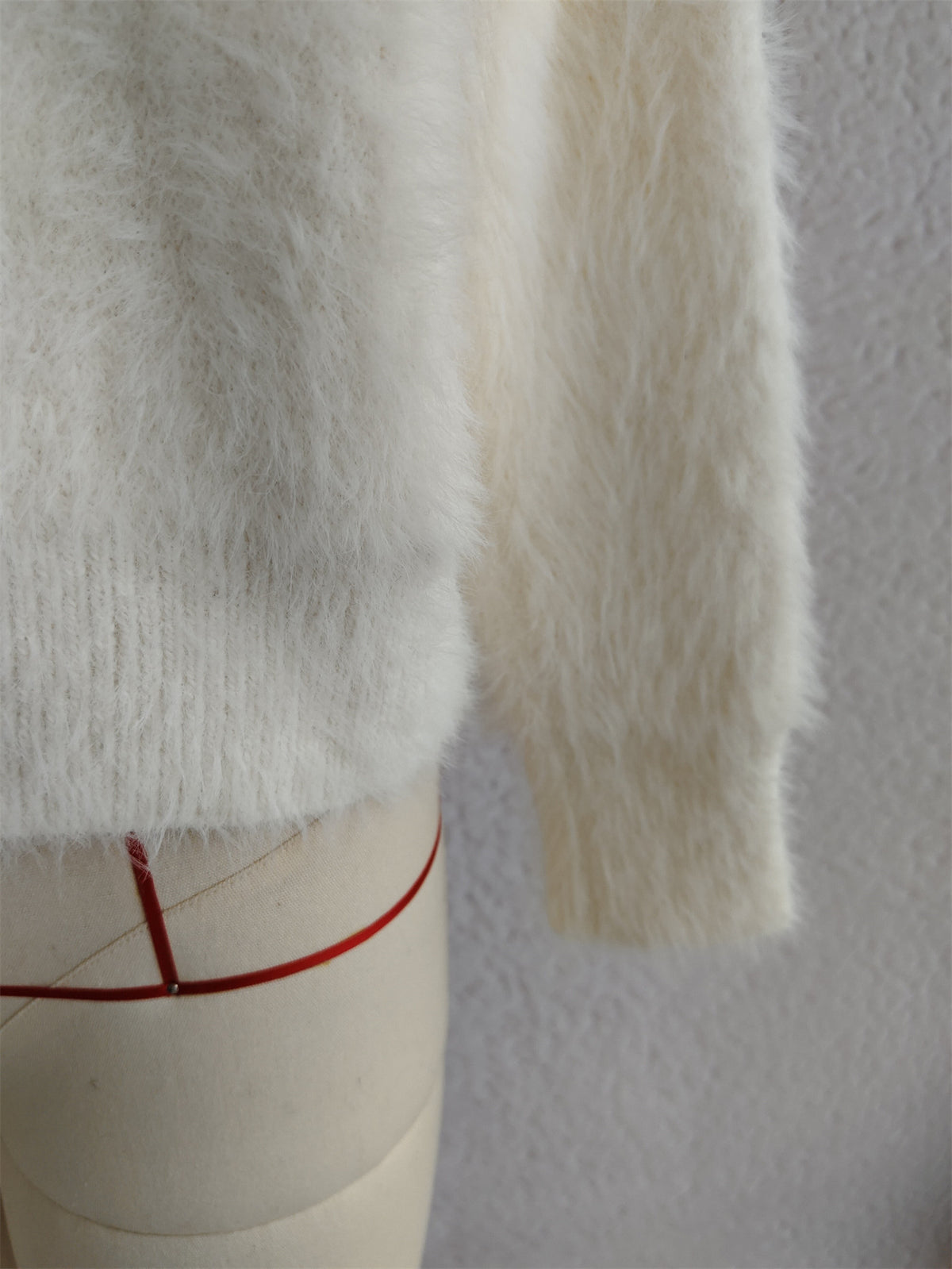 Fuzzy Eyelash Knit Quarter Zip Sweater - white - 9
