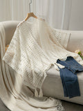 Crochet Tassel Poncho Swim Cover Up - Apricot