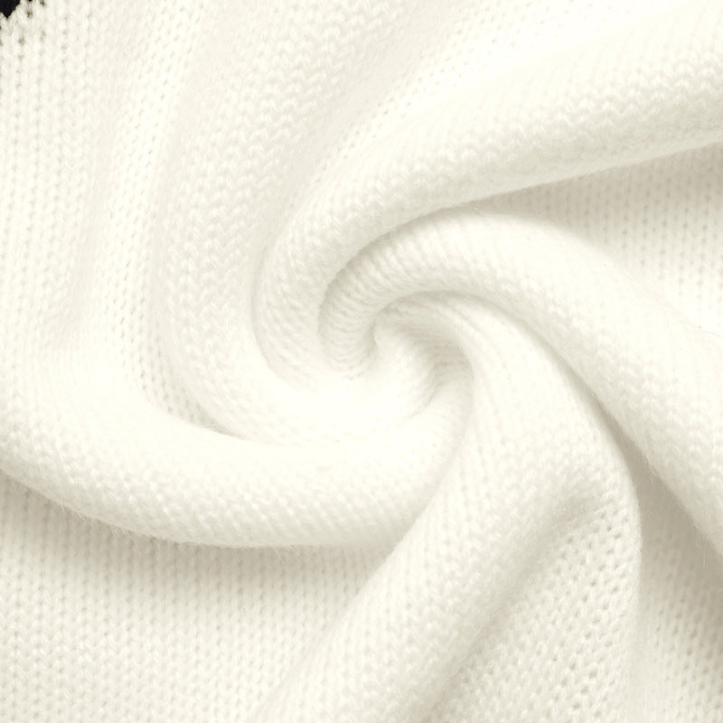 Ribbon Motif Drop Shoulder Knit Sweater - OffWhite - 2