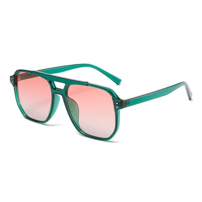 Retro Double Bridge Pilot Sunglasses - Color_8