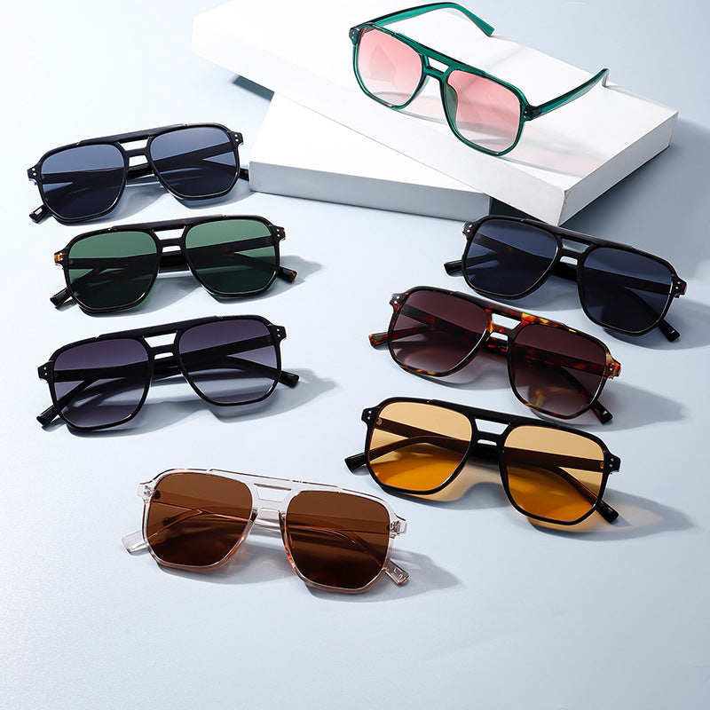 Retro Double Bridge Pilot Sunglasses - view 1