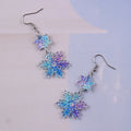 Snowflake Heart Dangle Earrings With Sprinkle Glitter - Blue
