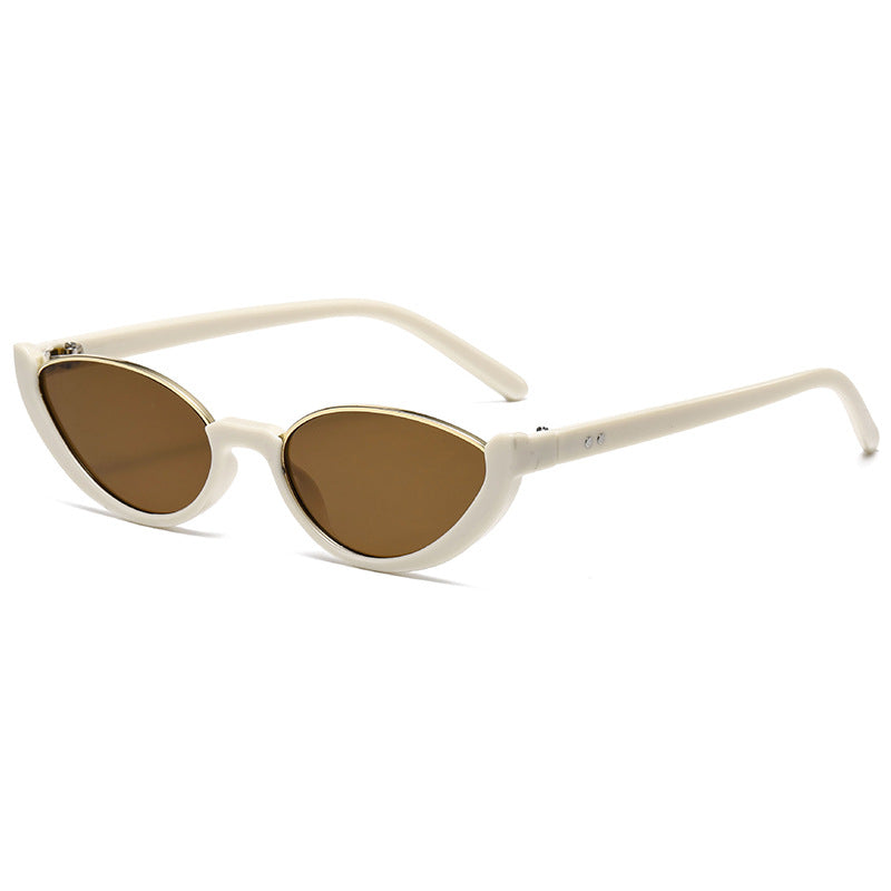 Narrow Cat Eye Sunglasses With Open Rim - OffWhite