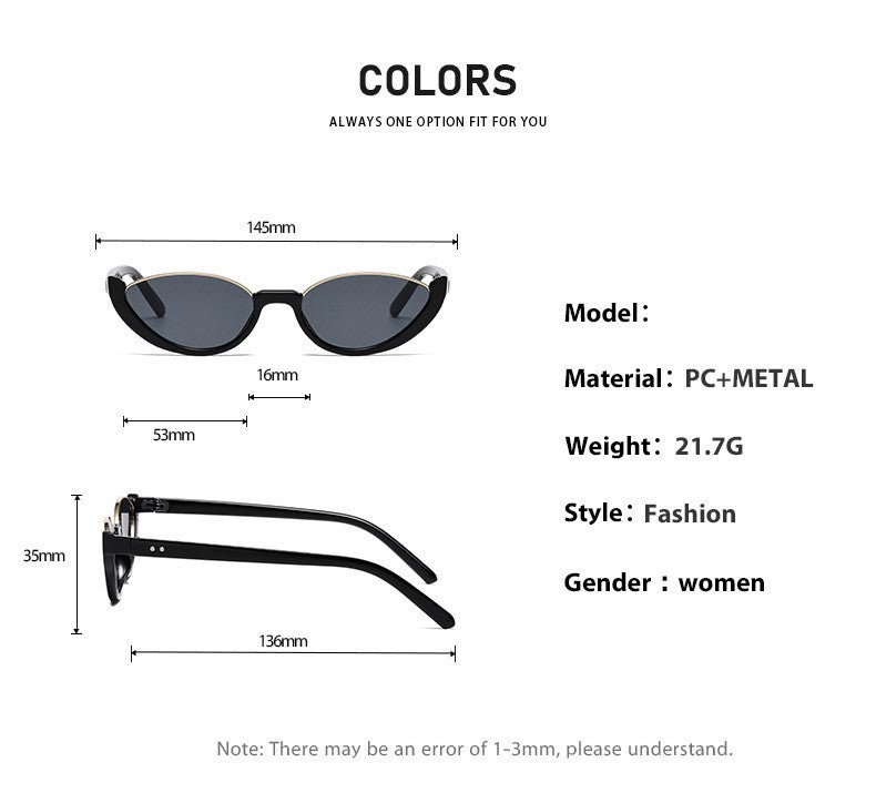 Narrow Cat Eye Sunglasses With Open Rim