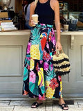 Parrot Tropical Print Wrap Maxi Skirt - Printed