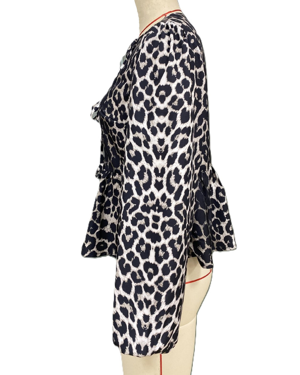 Leopard Print Tie-Front Peplum Cardigan - Leopard - 2