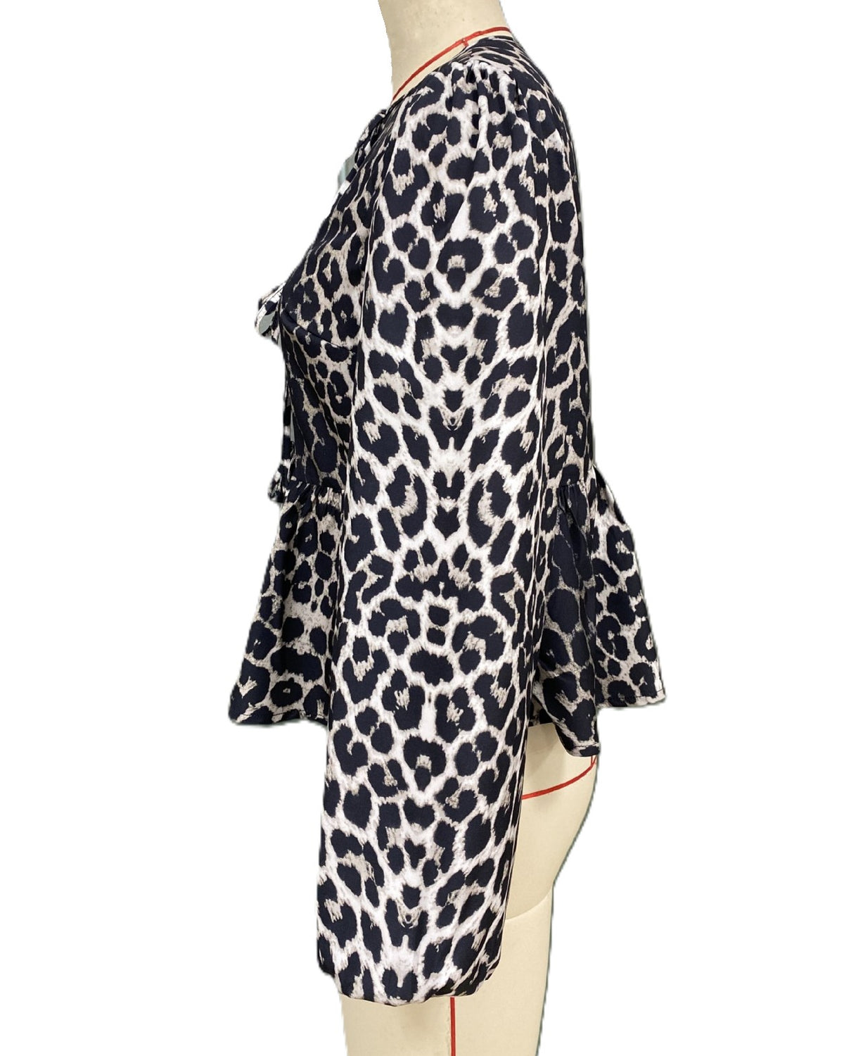 Leopard Print Tie-Front Peplum Cardigan - Leopard - 2