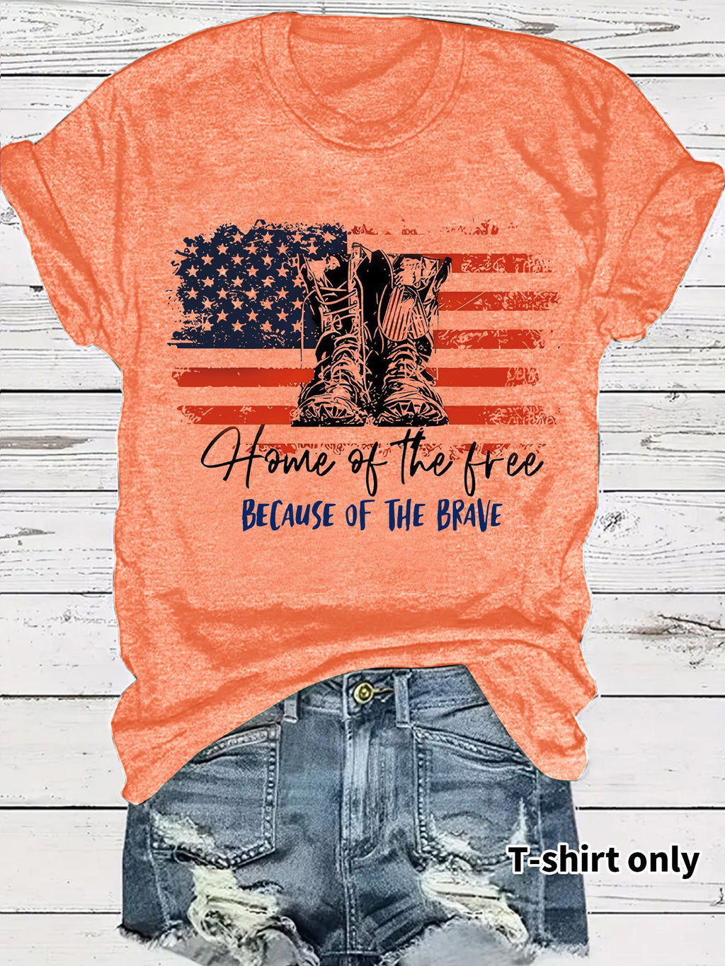 Distressed Flag And Boots Graphic Tee - Orange
