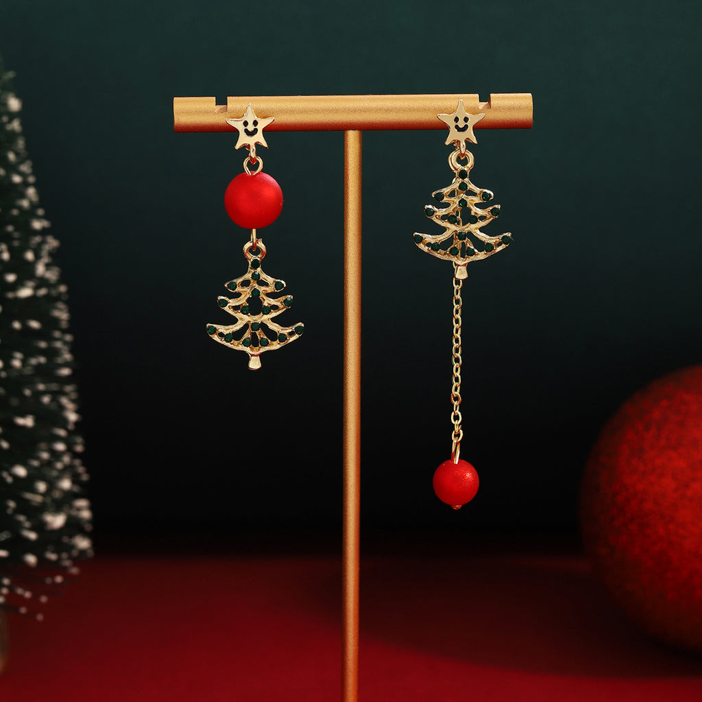 Mismatched Evergreen Chain Drop Earrings - view 1