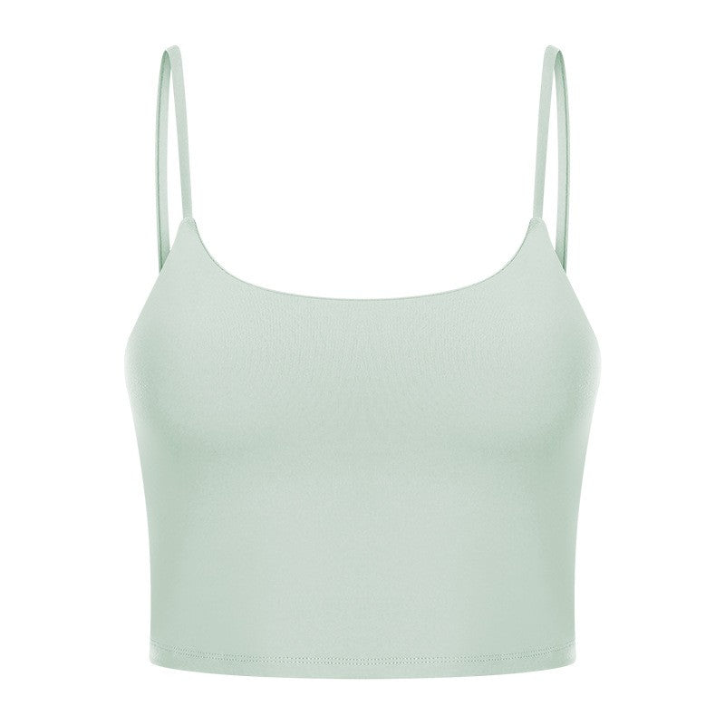 Padded Scoop Neck Thin Strap Cropped Workout Cami - Mint