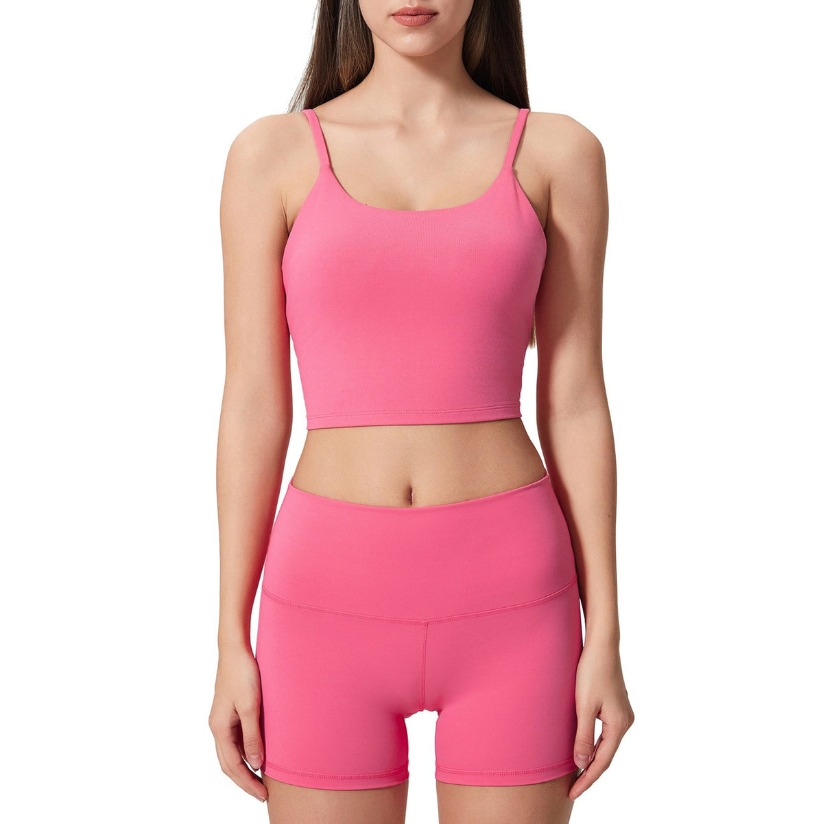 Padded Scoop Neck Thin Strap Cropped Workout Cami