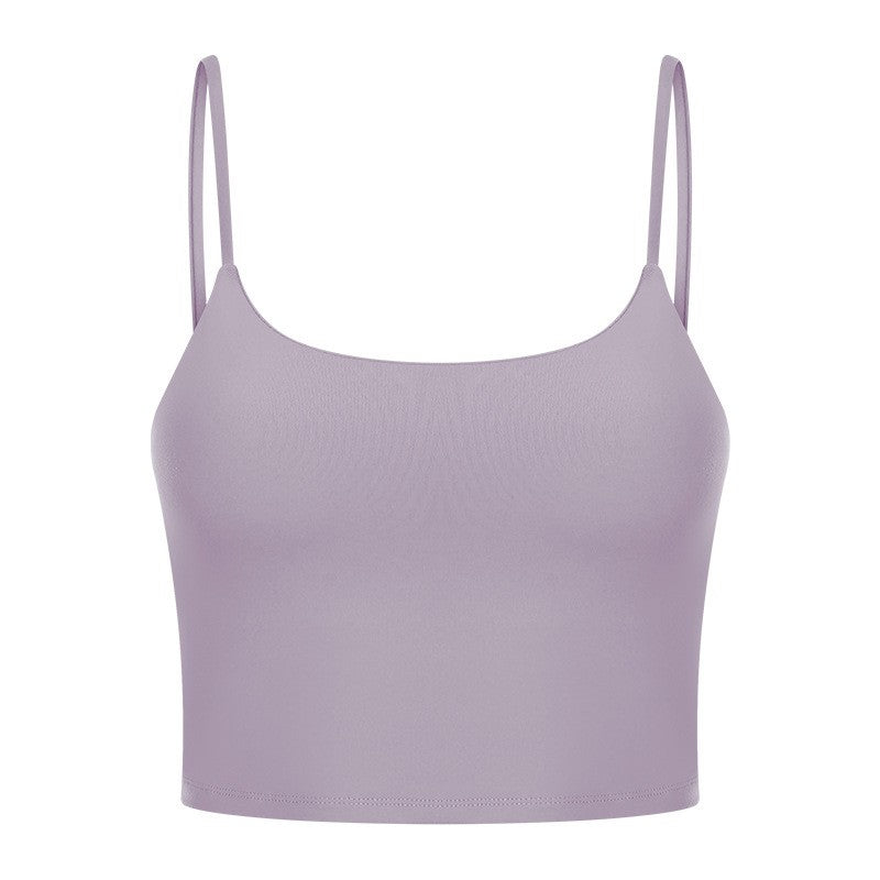 Padded Scoop Neck Thin Strap Cropped Workout Cami