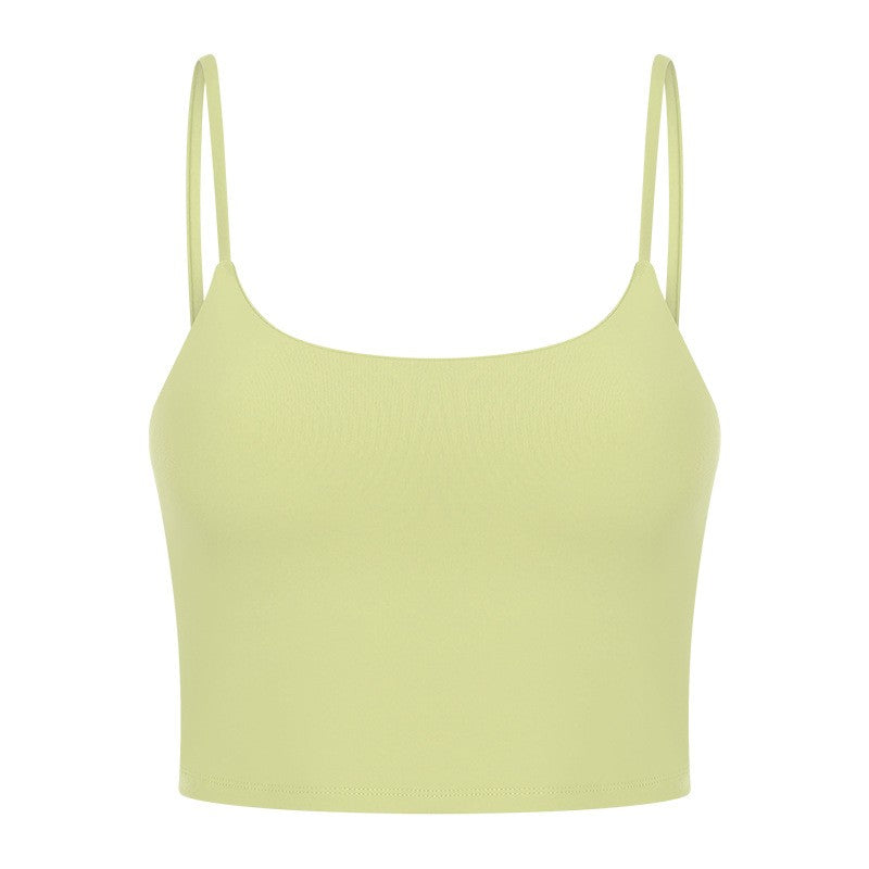 Padded Scoop Neck Thin Strap Cropped Workout Cami