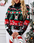 Festive Fair Isle Turtleneck Christmas Sweater - Black
