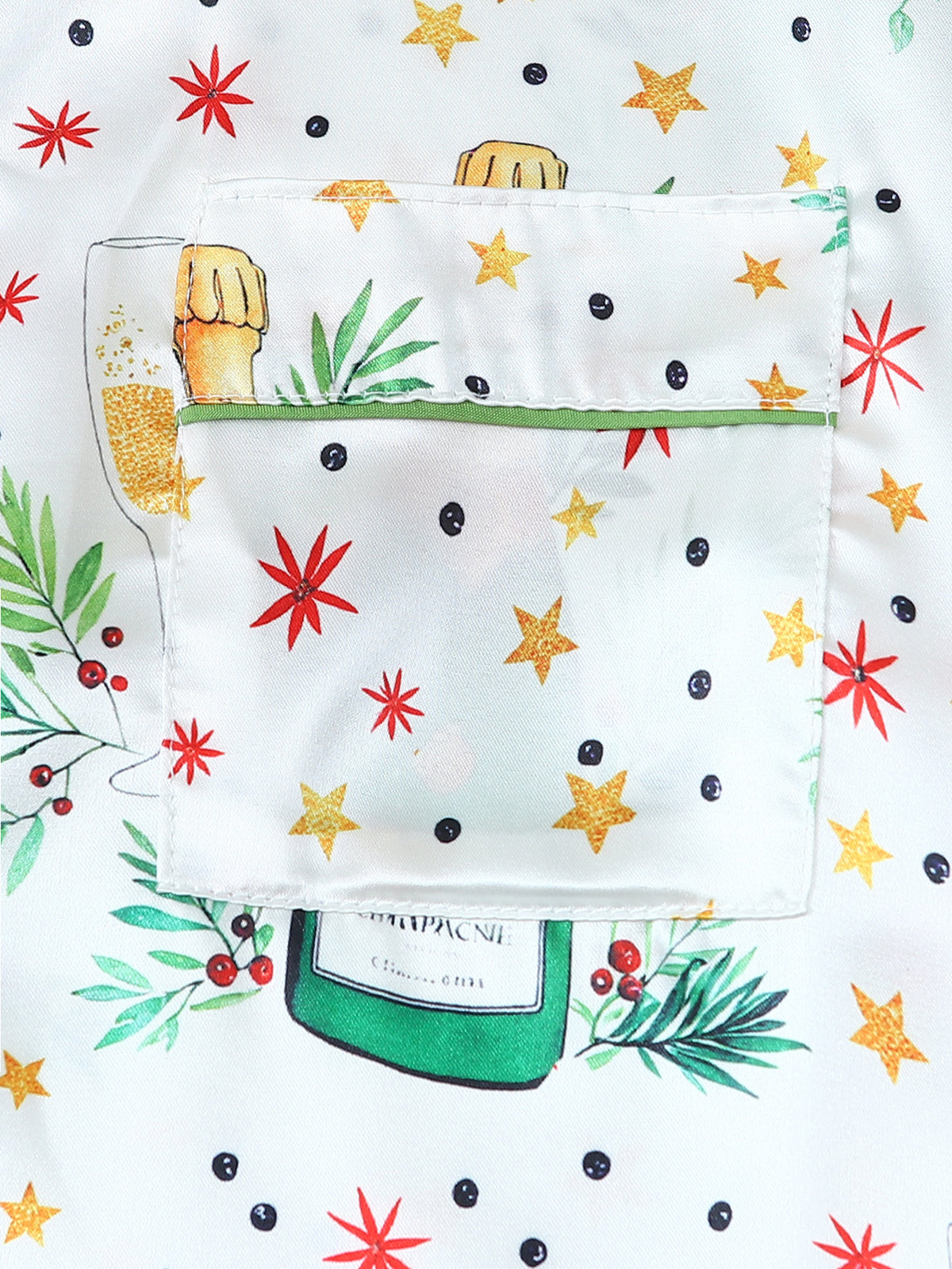 Party Print Piped Short Pajama Set - Green - 3
