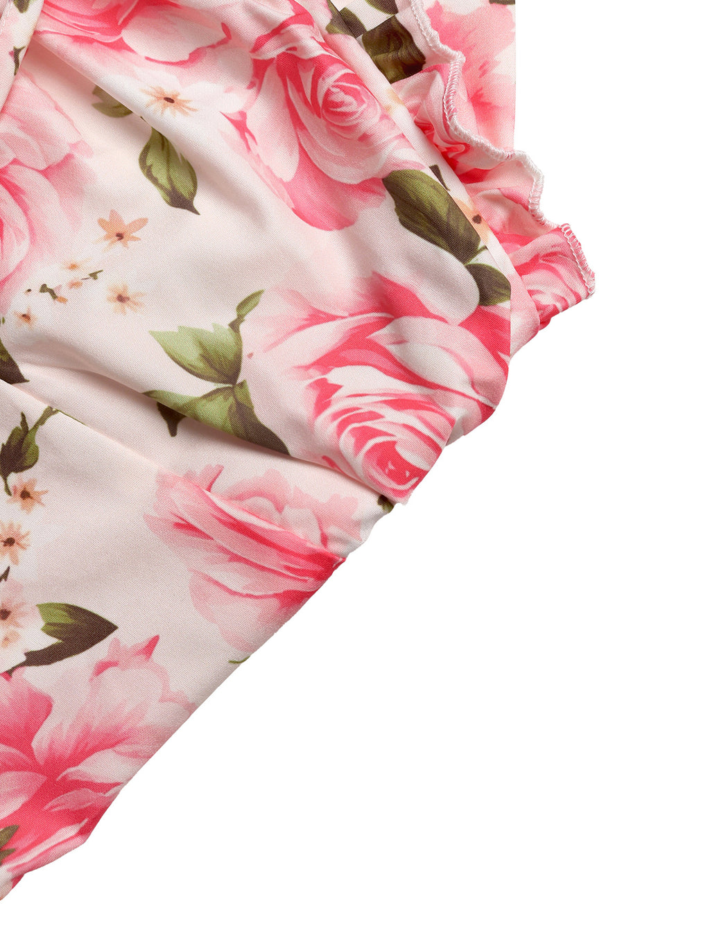 Rose Print Halter Neck Maxi Dress - Pink - 3