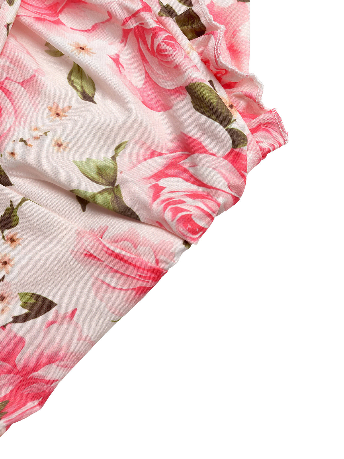 Rose Print Halter Neck Maxi Dress - Pink - 3