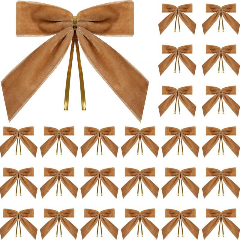 Velvet Bow Ornaments for Christmas Tree 24 Pack - Bronze