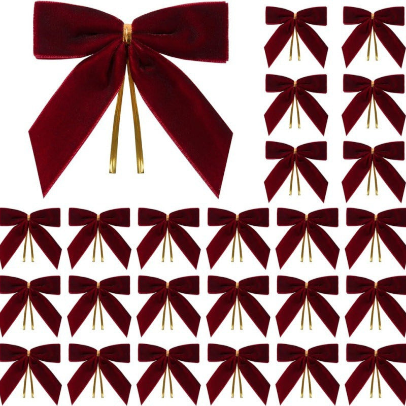 Velvet Bow Ornaments for Christmas Tree 24 Pack - Burgundy