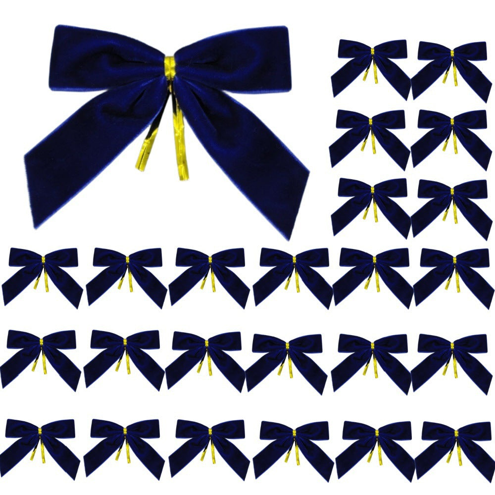 Velvet Bow Ornaments for Christmas Tree 24 Pack - Navy