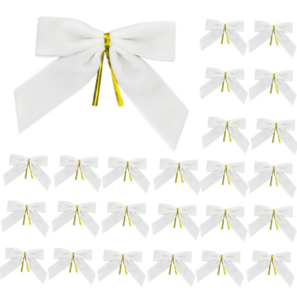 Velvet Bow Ornaments for Christmas Tree 24 Pack - White